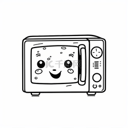 白色气体矢量图图片_矢量图的微笑可爱卡通微波炉