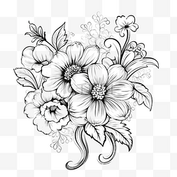 花卉线条艺术插图 PNG