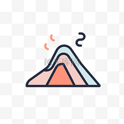 火山山和火山图标线图 向量