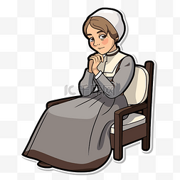 南丁格尔勋章图片_一位老太太在椅子上祈祷的卡通形