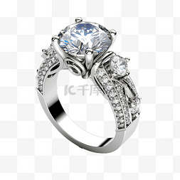 令人惊叹的钻石和铂金戒指 3D 渲