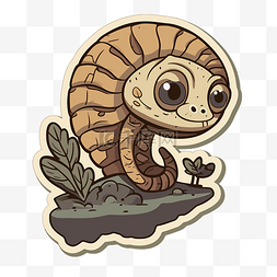 化石植物图片_卡通tuasa蜗牛人物贴纸 向量
