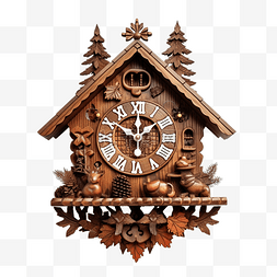 复古的钟图片_圣诞棕色木制布谷鸟钟