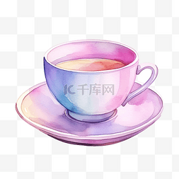 盛水的杯子图片_水彩茶或咖啡杯