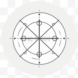 空心圆圈中间有线条的指南针 向