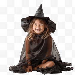 穿着女巫服装的微笑快乐的小女孩
