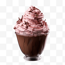 粉色糕点图片_巧克力冰淇淋杯顶部融化了粉色巧