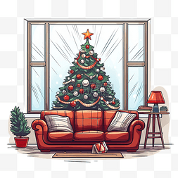 室内客厅沙发图片_有沙发的圣诞节客厅