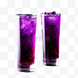 酒杯上的酒图片_黑暗中万圣节派对上的两杯紫色鸡