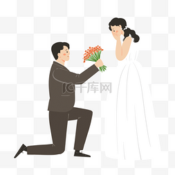 卡通男人求婚图片_跪在地上求婚的新郎