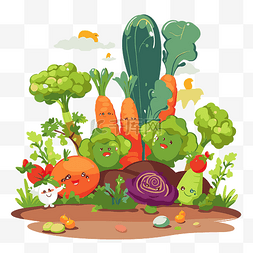 废弃的菜园图片_蔬菜园剪贴画卡通蔬菜胡萝卜 向