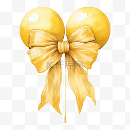 丝带图片_黄色气球水彩画，带长袍和丝带蝴