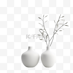 有植物分支的抽象简约花瓶