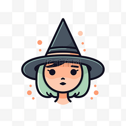 一个戴着女巫帽的女孩的图标 向