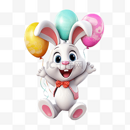 PNG兔子角色跳跃和大笑有趣的复活