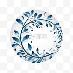 雪花元素图片_蓝色圆圈形状和树枝的快乐圣诞贺