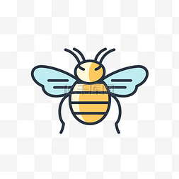 白色背景上的线条图标中的蜜蜂 
