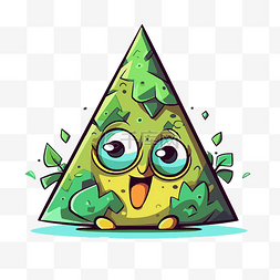 三角形剪贴画快乐卡通三角形绿脸