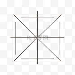 正方形显示有三条线穿过它 向量