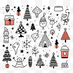 雪人图片_大套涂鸦风格的圣诞设计元素
