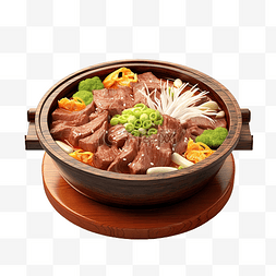 猪肉炸酱面图片_亚洲食品寿喜烧 3d 插图