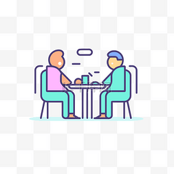 两个人在桌边交谈的图标 向量