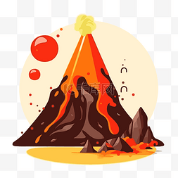 岩石卡通图片_喷发的火山剪贴画卡通火山与熔岩