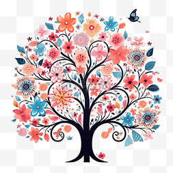 树和花的插图