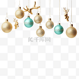 金色圣诞球素材图片_金色圣诞球和铃铛装饰品的集合，