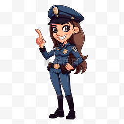 指着卡通图片_女警察剪贴画卡通女警察指着微笑