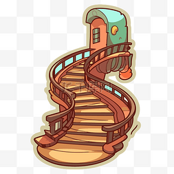 ps楼梯贴图图片_可爱的卡通房子与陡峭的楼梯矢量