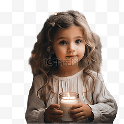 手里的魔法图片_一个小女孩坐在圣诞树附近的一个