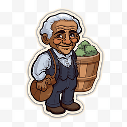 华盛顿卡通图片_一位老人拿着水桶的卡通形象剪贴