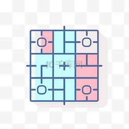 粉色网格图片_具有蓝色和粉色方块网格的图标 