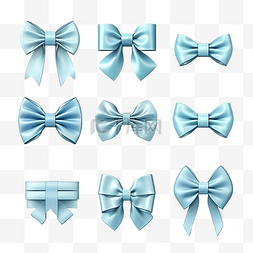 浅蓝色蝴蝶结或丝带装饰蝴蝶结 3d