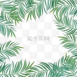 绿色植物剪纸图片_夏季边框热带树叶水彩叶子