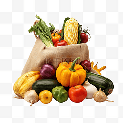 玉米丰收节图片_收获节的麻布袋蔬菜