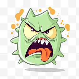愤怒插画图片_咒骂剪贴画可爱愤怒的绿色微生物