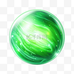 闪亮的绿色发光星行星插画科学宇