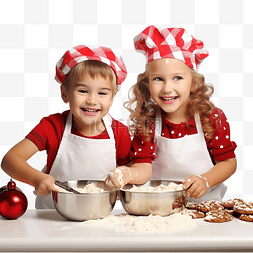 快乐的孩子们兄弟姐妹为圣诞节烤