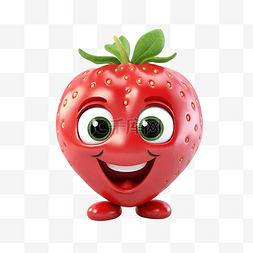 可口草莓图片_可爱的快乐草莓角色ai生成