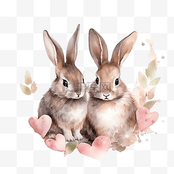 兔子爱上心画水彩