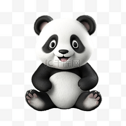 熊猫娃娃图片_可爱的熊猫 3d 插图