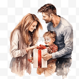 爸爸和女兒图片_妈妈在圣诞树附近给爸爸和他的小
