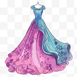礼服剪贴画 一件漂亮的紫色和蓝