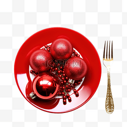 红桌布图片_带叉子和刀子的圣诞餐桌摆设