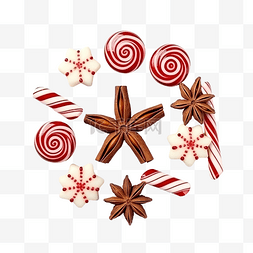 美味的甘蔗图片_圣诞装饰桌上的拐杖糖巧克力和香