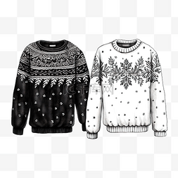 冬季树的黑白图片_找到两件相同的圣诞毛衣