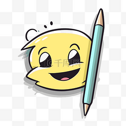 用铅笔和微笑的黄色字符