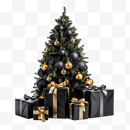 带有黑色圣诞树和礼物的节日圣诞